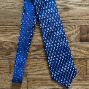 VINTAGE NWOT Tommy Hilfiger 100% Silk Tie - Blue Sailboat Pattern